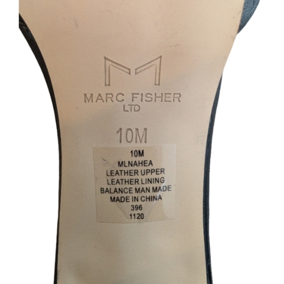 Marc Fisher Nahea Black Braided Leather Block Heel Mules Size 10 - Picture 9 of 9